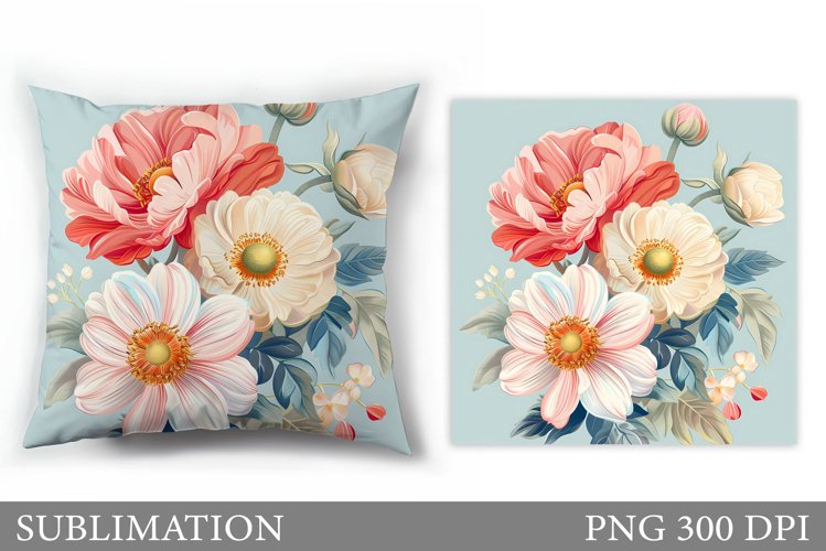 Flowers Sublimation. Flowers Pillow Sublimation example image 1