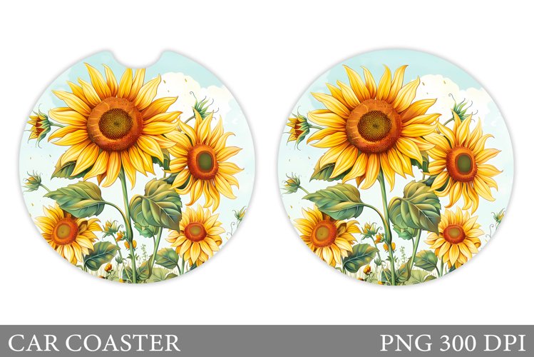 Sunflowers Car Coaster. Sunflowers Coaster Sublimation