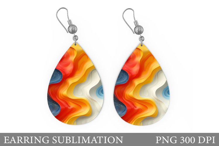 Abstract Earring Sublimation. Teardrop Abstract Earring