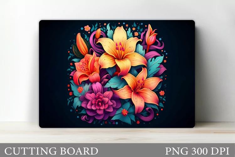 Flowers Cutting Board. Kitchen Cutting Board Sublimation