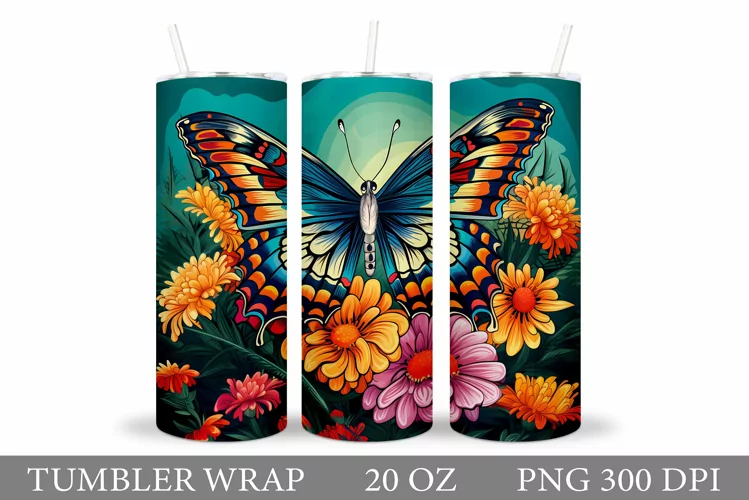 Butterfly Tumbler Design. Butterfly Sublimation