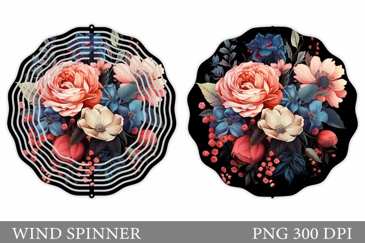 Floral Wind Spinner Sublimation. Flowers Wind Spinner Design