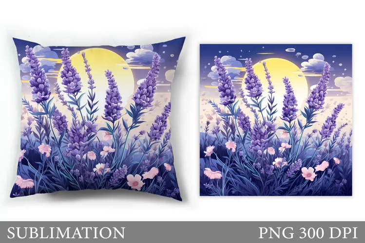 Lavender Pillow Sublimation. Flowers Sublimation