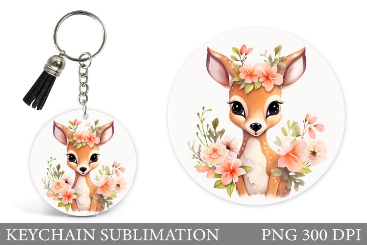 Cute Deer Keychain Design. Deer Keychain Sublimation example image 1