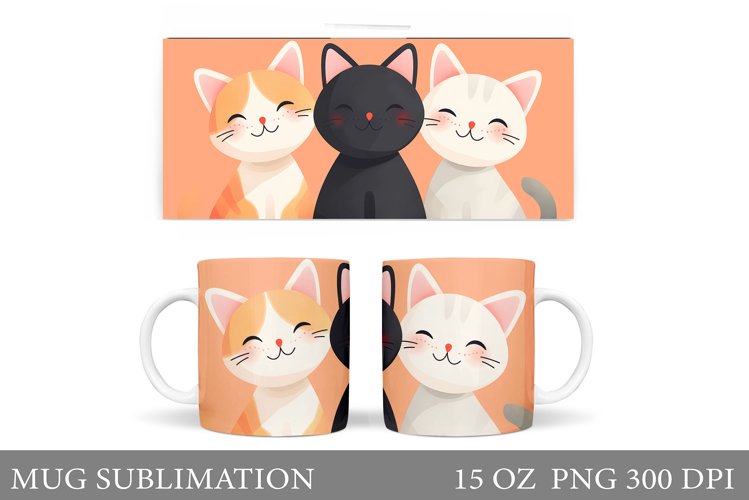 Cute Cat Mug Design. Cat Mug Sublimation