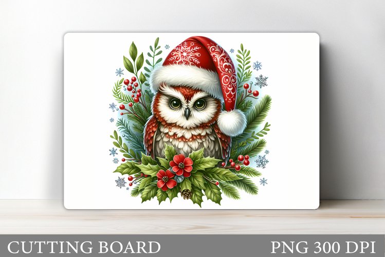 Christmas Owl Cutting Board. Christmas Cutting Board example image 1