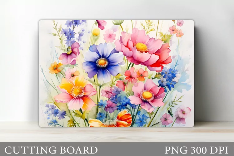Flowers Cutting Board Sublimation. Wildflowers Cutting Board