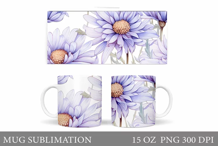 Flowers Mug Sublimation. Flowers Mug Wrap Design