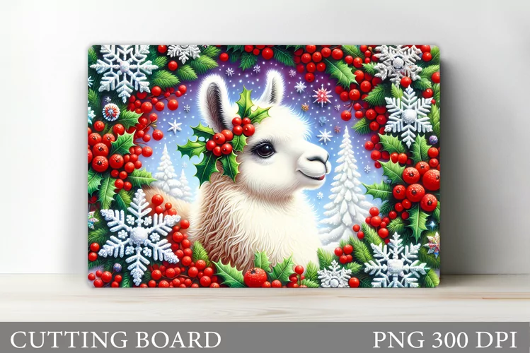 Christmas Lama Cutting Board. Christmas Cutting Board