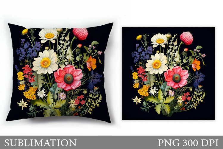 Floral Sublimation. Flowers Pillow Sublimation example image 1