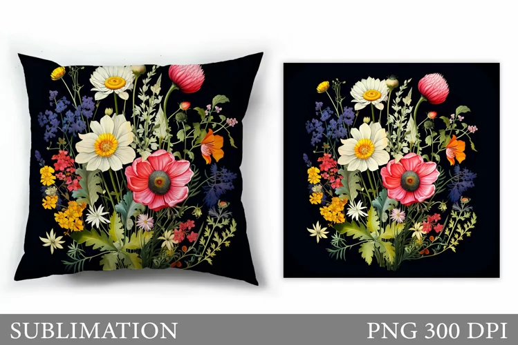 Floral Sublimation. Flowers Pillow Sublimation