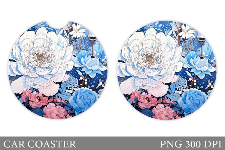 Flowers Car Coaster Design. Summer Car Coaster Template example image 1