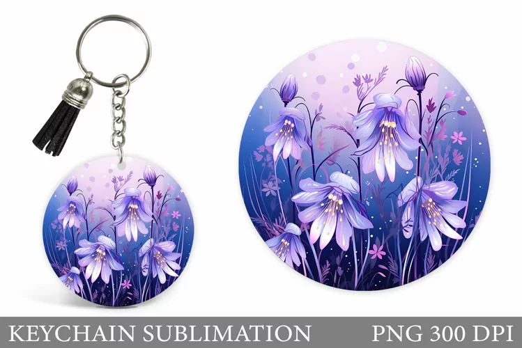 Flowers Keychain Sublimation. Flowers Round Keychain Design