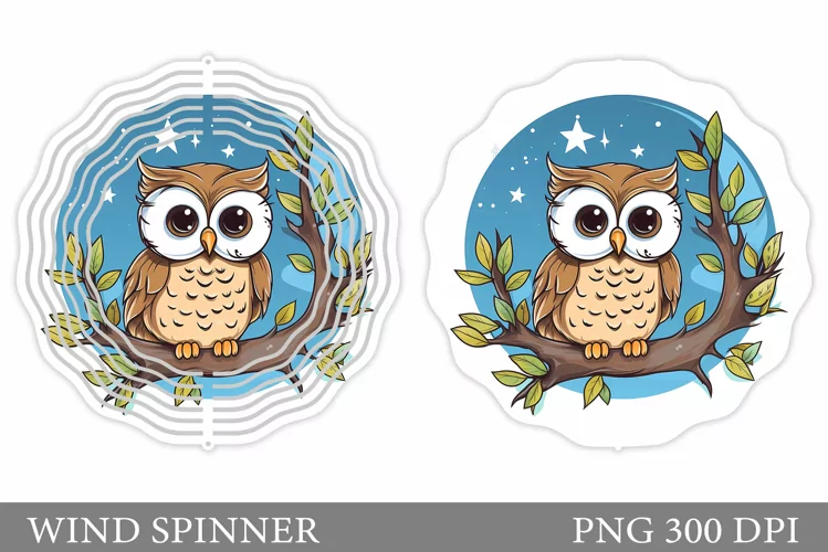 Cute Owl Wind Spinner Design. Owl Flowers Wind Spinner