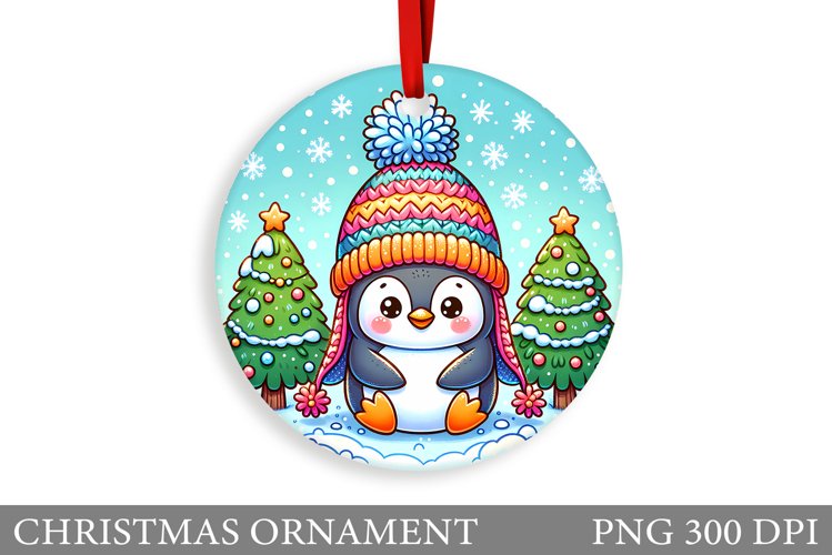 Cute Penguin Sublimation. Cute Penguin Christmas Ornament example image 1