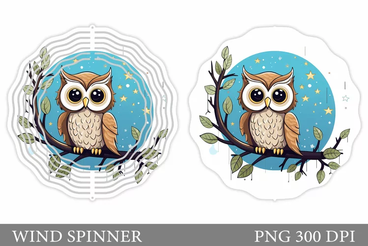 Cute Owl Wind Spinner Design. Owl Wind Spinner Sublimation