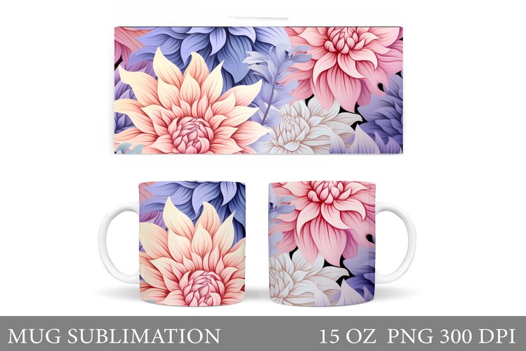 Flowers Mug Wrap Design. Flowers Mug Sublimation