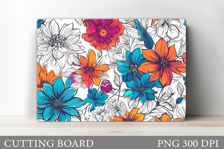 Flowers Cutting Board. Kitchen Cutting Board Sublimation