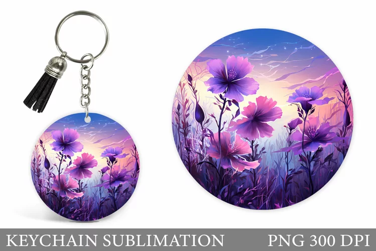 Flowers Keychain Sublimation. Flowers Keychain Design
