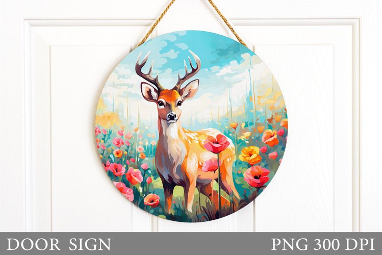 Cute Deer Door Sign Sublimation. Cute Deer Sublimation example image 1