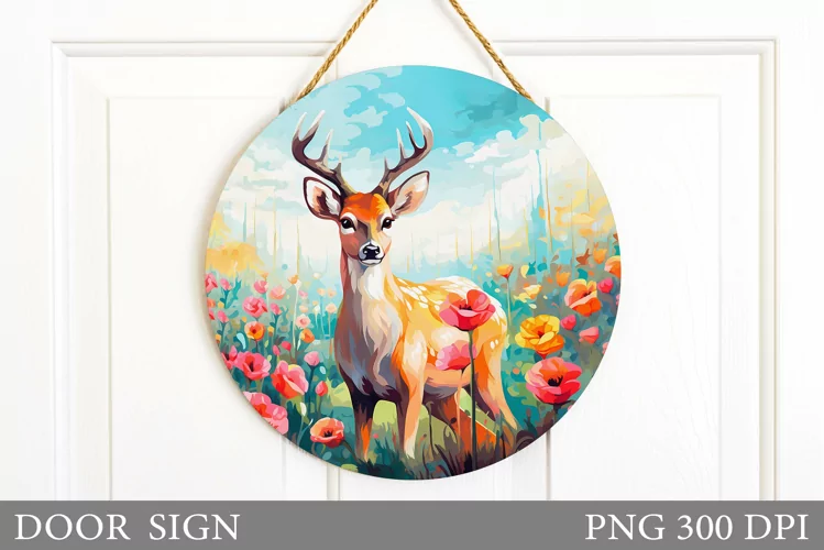Cute Deer Door Sign Sublimation. Cute Deer Sublimation