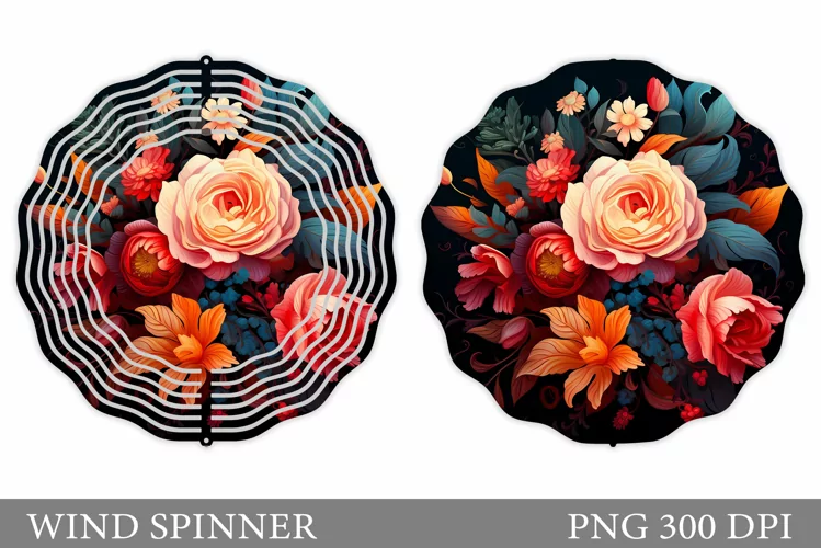 Flowers Wind Spinner Design. Flowers Wind Spinner Template