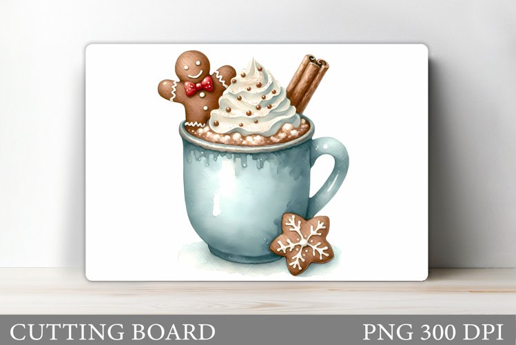 Christmas Drink Cutting Board. Christmas Coffee Sublimation example image 1