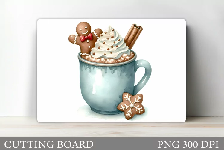 Christmas Drink Cutting Board. Christmas Coffee Sublimation