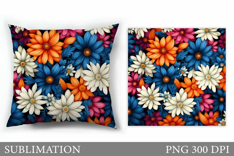 Flowers Pillow Sublimation. Wildflowers Sublimation