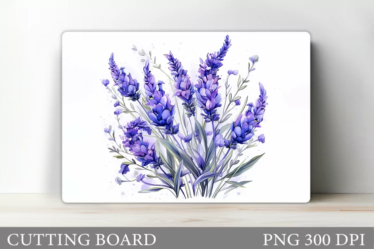 Lavender Cutting Board Design. Flowers Cutting Board