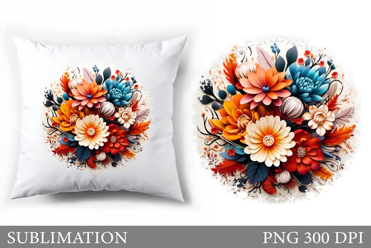 Floral Sublimation. Flowers Pillow Sublimation example image 1