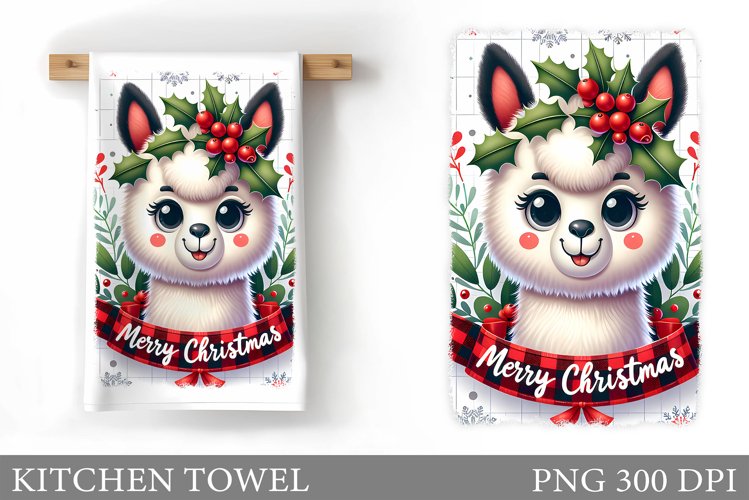 Christmas Lama Kitchen Towel. Christmas Kitchen Towel Design example image 1