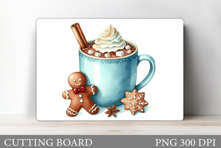 Christmas Drink Cutting Board. Christmas Coffee Sublimation example image 1