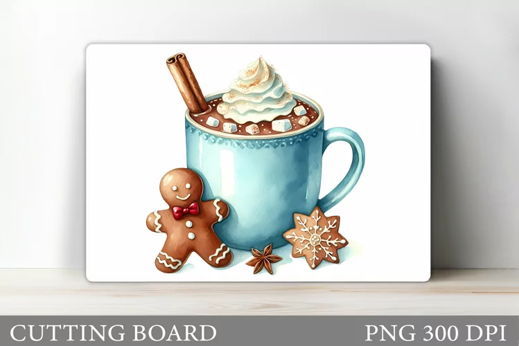 Christmas Drink Cutting Board. Christmas Coffee Sublimation