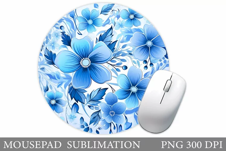 Flowers Mouse Pad Design. Flowers Round Mouse Pad Template