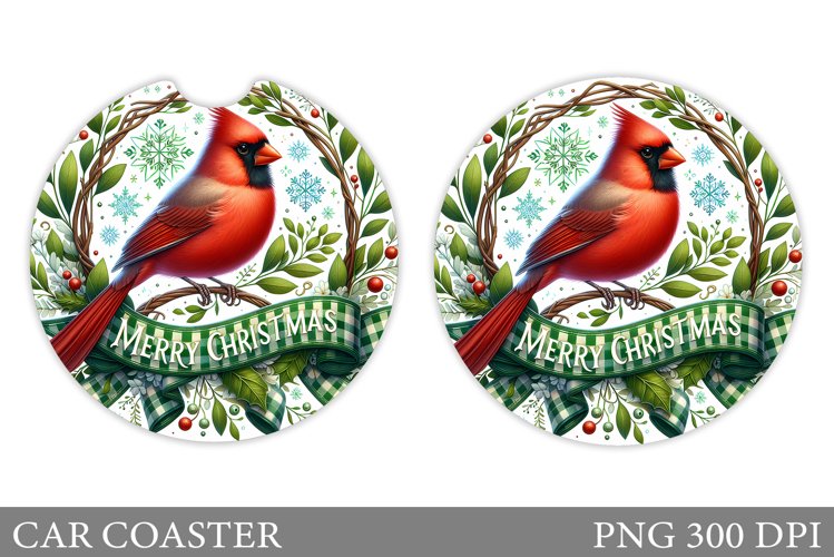 Christmas Bird Car Coaster. Christmas Car Coaster Design example image 1