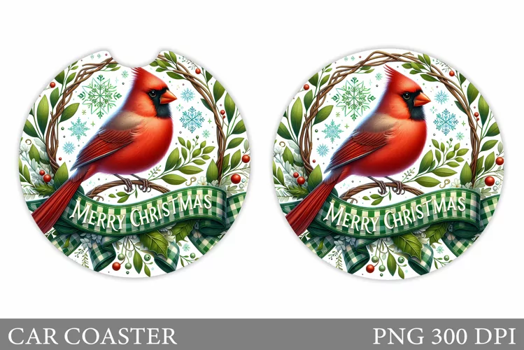 Christmas Bird Car Coaster. Christmas Car Coaster Design