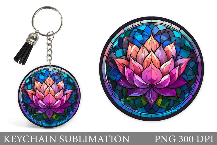 Lotus Keychain Design. Floral Keychain Sublimation