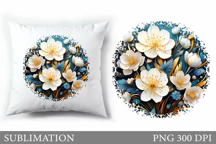 Floral Sublimation. Flowers Pillow Sublimation