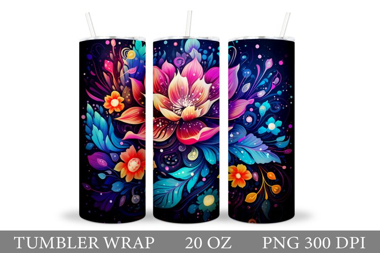 Flowers Tumbler Sublimation. Floral Tumbler Design