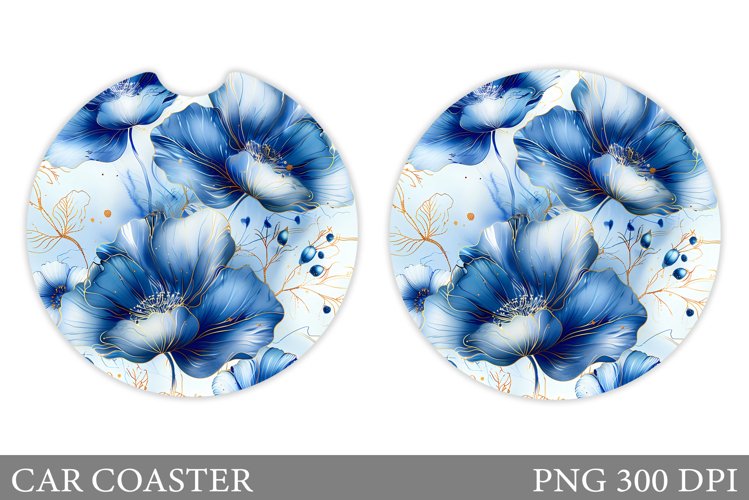 Flowers Car Coaster Sublimation. Floral Coaster Design