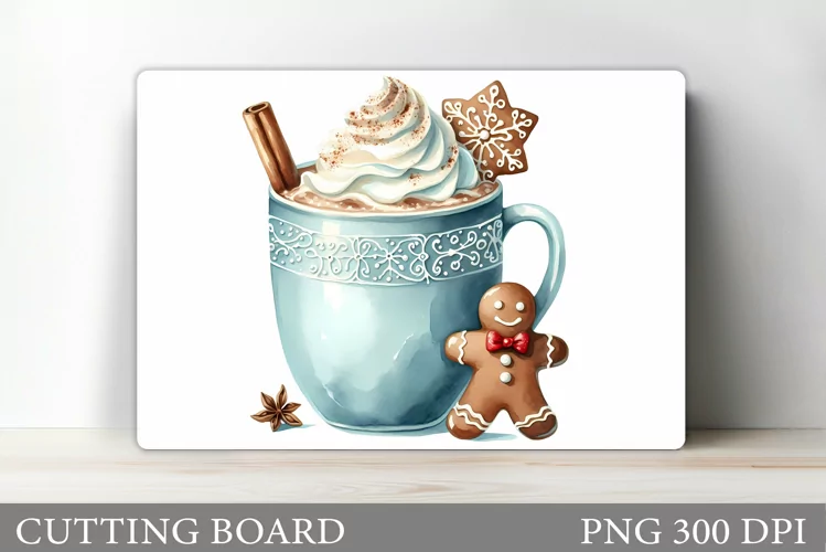 Christmas Drink Cutting Board. Christmas Coffee Sublimation