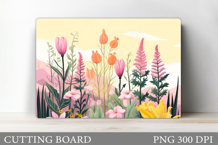Flowers Cutting Board Sublimation. Wildflowers Cutting Board example image 1