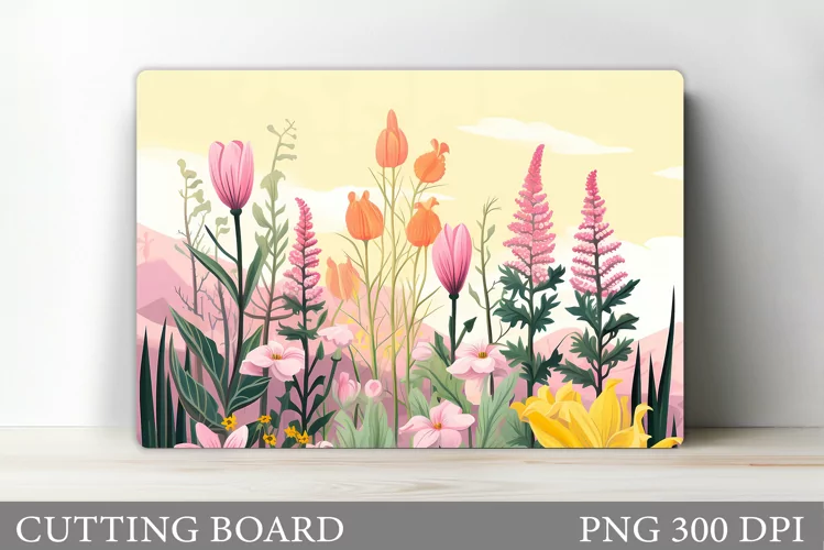 Flowers Cutting Board Sublimation. Wildflowers Cutting Board