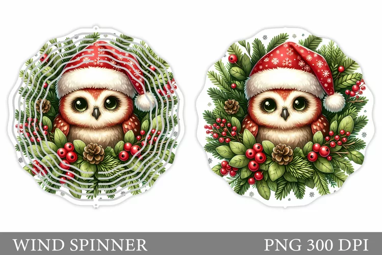 Christmas Owl Wind Spinner. Christmas Wind Spinner Design