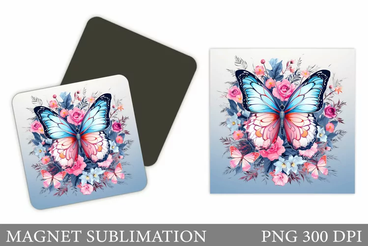Butterfly Magnet Design. Flowers Magnet Sublimation