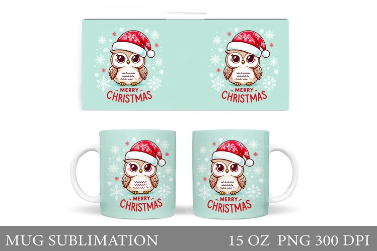 Christmas Owl Mug Design. Christmas Mug Sublimation example image 1