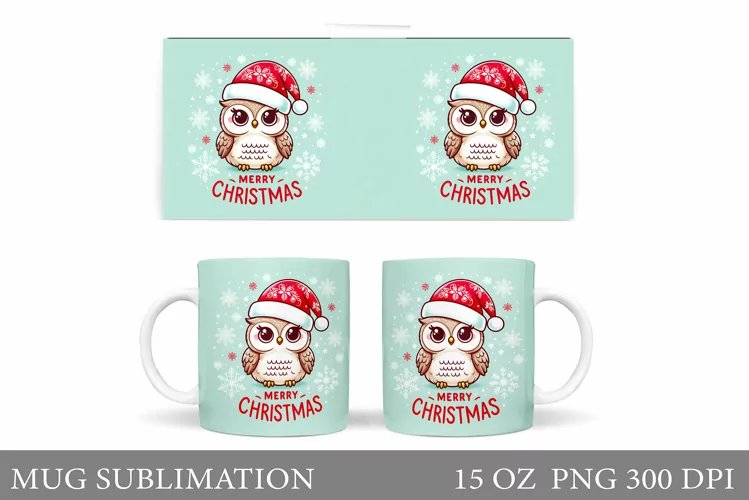 Christmas Owl Mug Design. Christmas Mug Sublimation