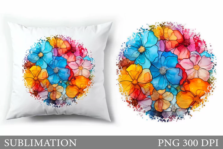 Floral Sublimation. Flowers Pillow Sublimation