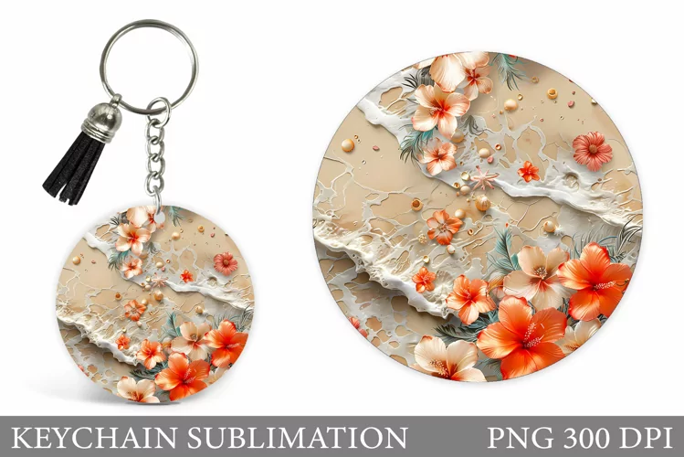 Flowers Keychain Sublimation. Flowers Keychain Design